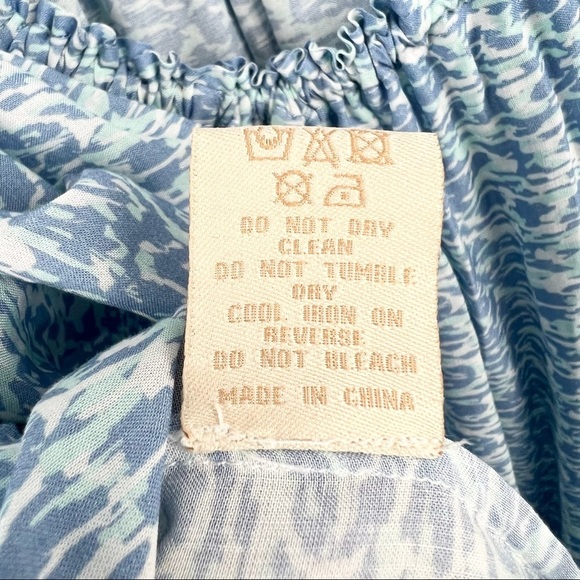 PALOMA BLUE Gathered Printed Twill Mini Dress in Blue Ikat, Size XS - Picture 7 of 10